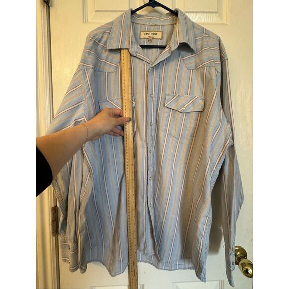 Vintage Nine West Blue Striped Pearl Snap Western Shirt Men’s XL - Picture 6 of 9